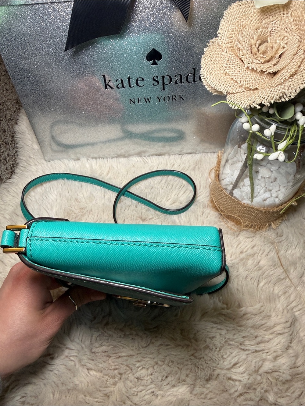 ✨ Kate Spade Sally Newbury Lane turquoise saffiano leather crossbody bag✨ - Picture 7 of 13
